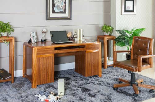 A家.新贵族 现代中式 虎斑木 书台