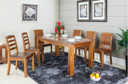 A家.新贵族 现代中式 虎斑木 餐台/餐椅