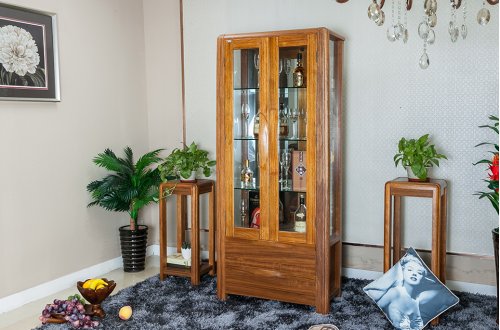 A家.新贵族 现代中式 虎斑木 双门酒柜