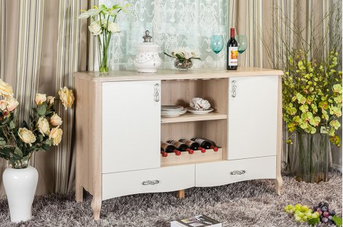 A家.时尚简欧 欧式 白橡木 餐柜