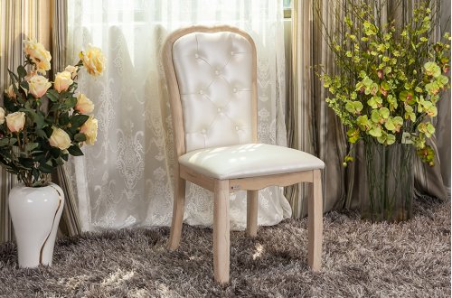 A家.时尚简欧 欧式 白橡木 餐椅