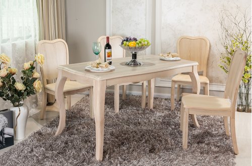 A家.时尚简欧 欧式 白橡木 长餐台/餐椅