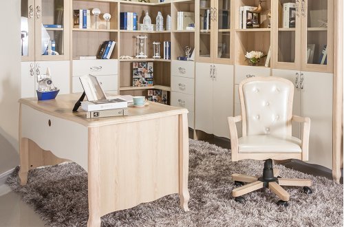 A家.时尚简欧 欧式 白橡木 书台/书椅